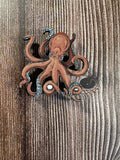 Red Brown Octopus | Wooden Needle Minder